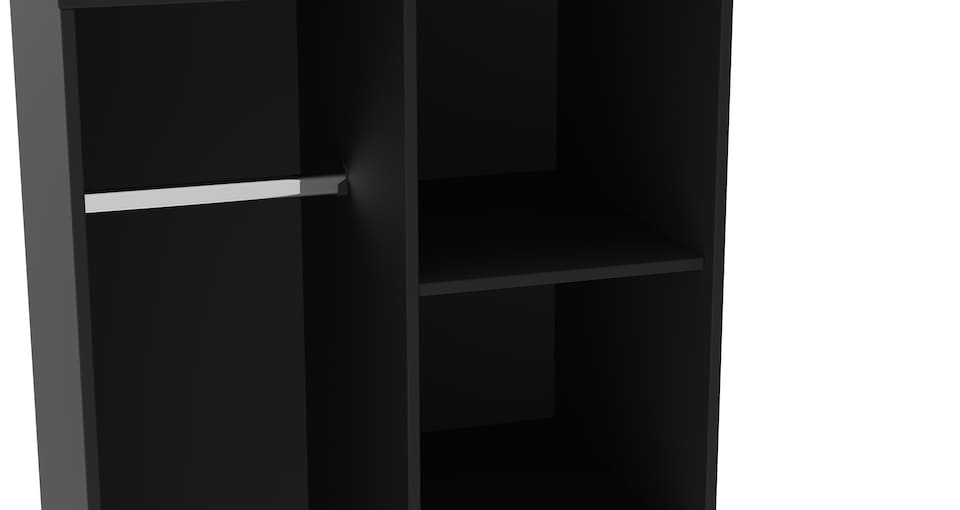 image 1 of Metro Tall Open Wardrobe in Deep Black & Black Matt (Ready Assembled) | Black | Deep Black & Black Matt