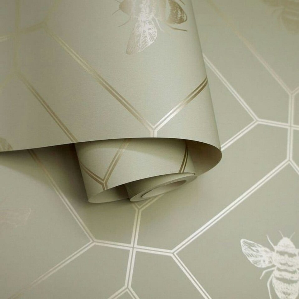image 1 of Holden Décor Bee Wallpaper - Green - One Size | Green