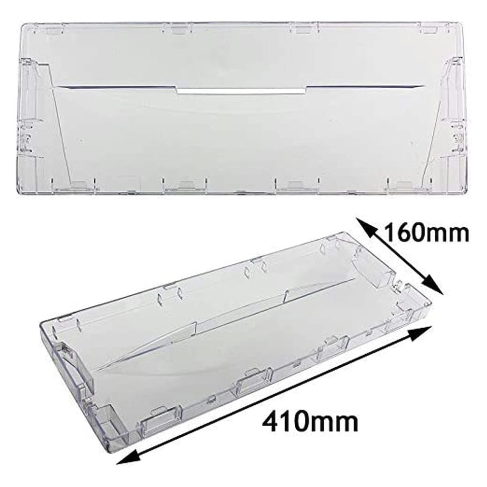 image 1 of SPARES2GO Plastic Drawer Flap Front Handle for Hotpoint RFA52 Fridge Freezer Clear