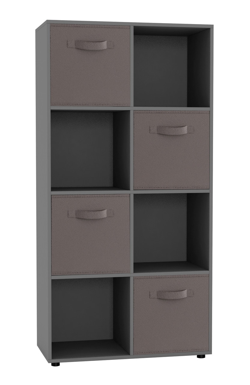 8-Cube Shelving Unit With Non Woven Inserts Grey Grey & Grey 1