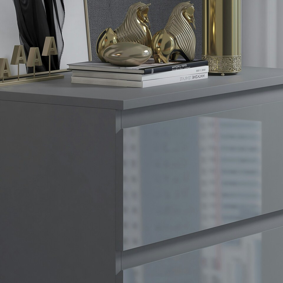 image 1 of FWStyle Stora 3 Drawer Chest of Drawers - Grey Gloss Front