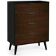image 2 of Walnut Oak and Matt Black Wide Chest of Drawers (4 Drawers)