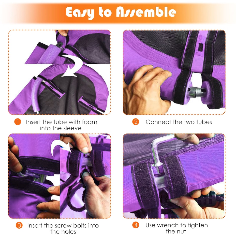 image 1 of COSTWAY Oval Swing Tree Swing with Adjustable Heights Purple