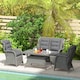 image 7 of Outsunny Garden PE Rattan Dining Sofa Set, Outdoor 4 Seater Wicker Furniture, High Back Chairs with Cushions, Tempered Glass Coffee Table for Patio, Light Grey