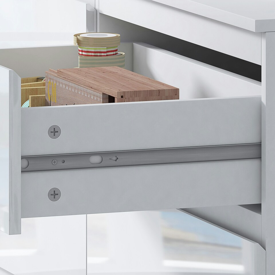 image 1 of FWStyle Stora 8 Drawer Wide 4+4 Chest Of Drawers - White Gloss Front