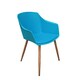 image 1 of Single Eden Modern Dining Chair, Faux Leather Padded Cushion & Solid Wooden Legs Blue