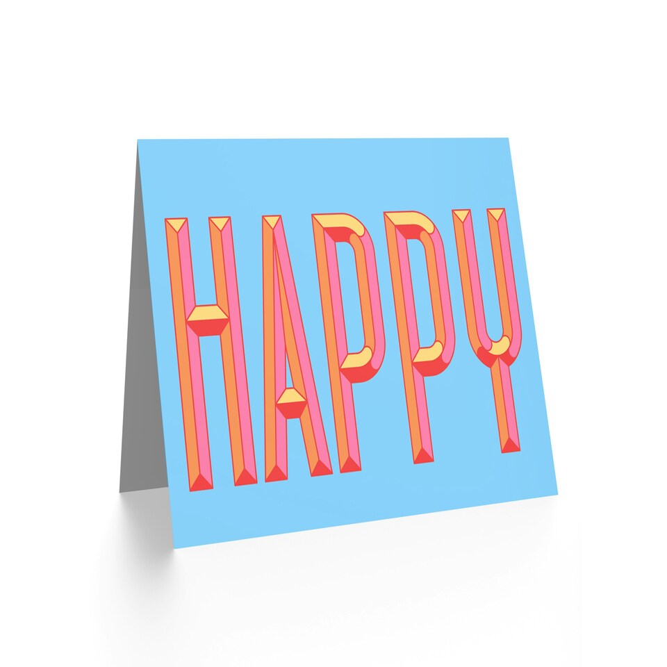 image 1 of Retro Style Bright Word Happy Birthday Card