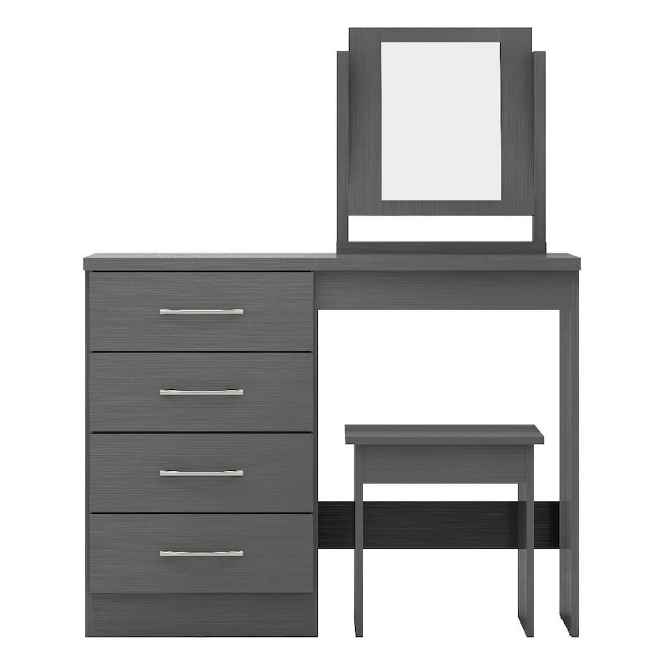 image 1 of Nevada 4 Drawer Dressing Table Set Grey | 3D Effect Grey