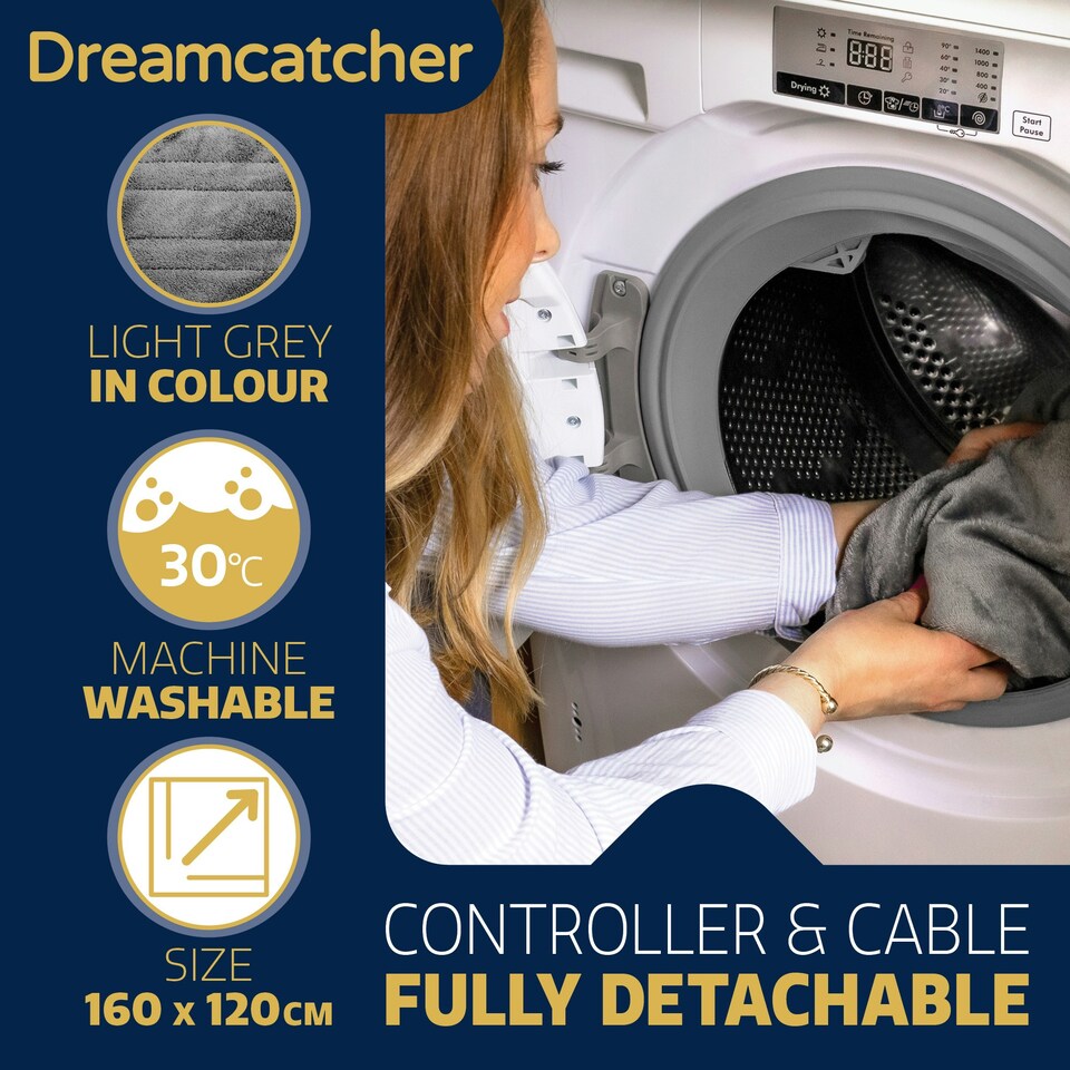 image 1 of Dreamcatcher Silver Soft Microfleece Electric Blanket Heated Throw 160x120cm Silver