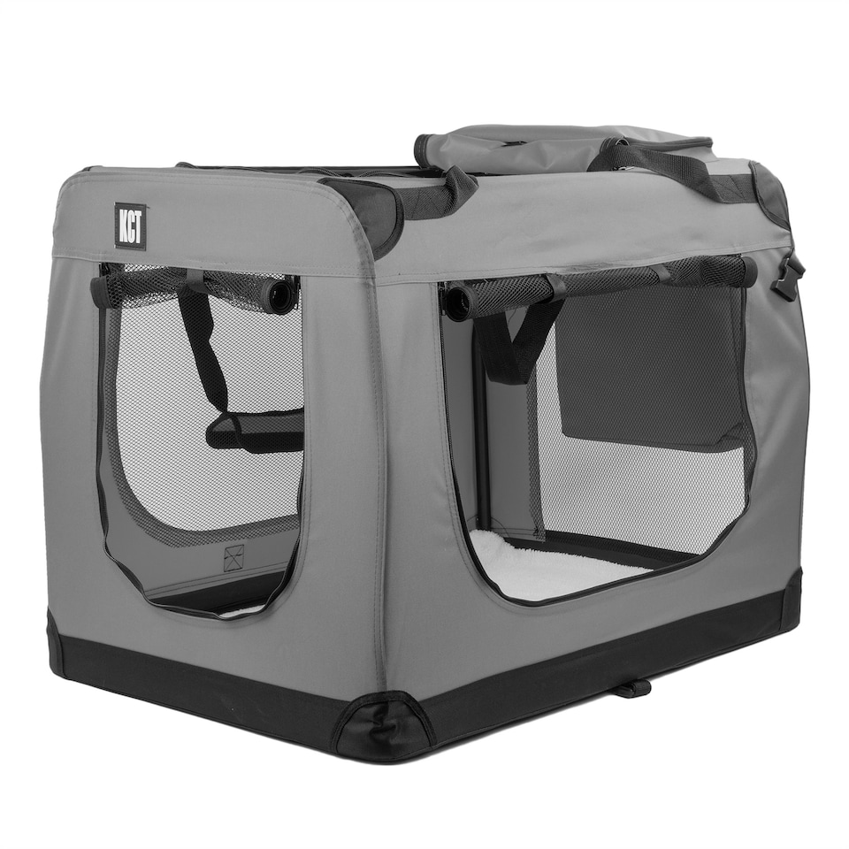 image 1 of KCT Extra Large Grey Fabric Pet Carrier Crate Travel Transport Bag for Cats and Dogs