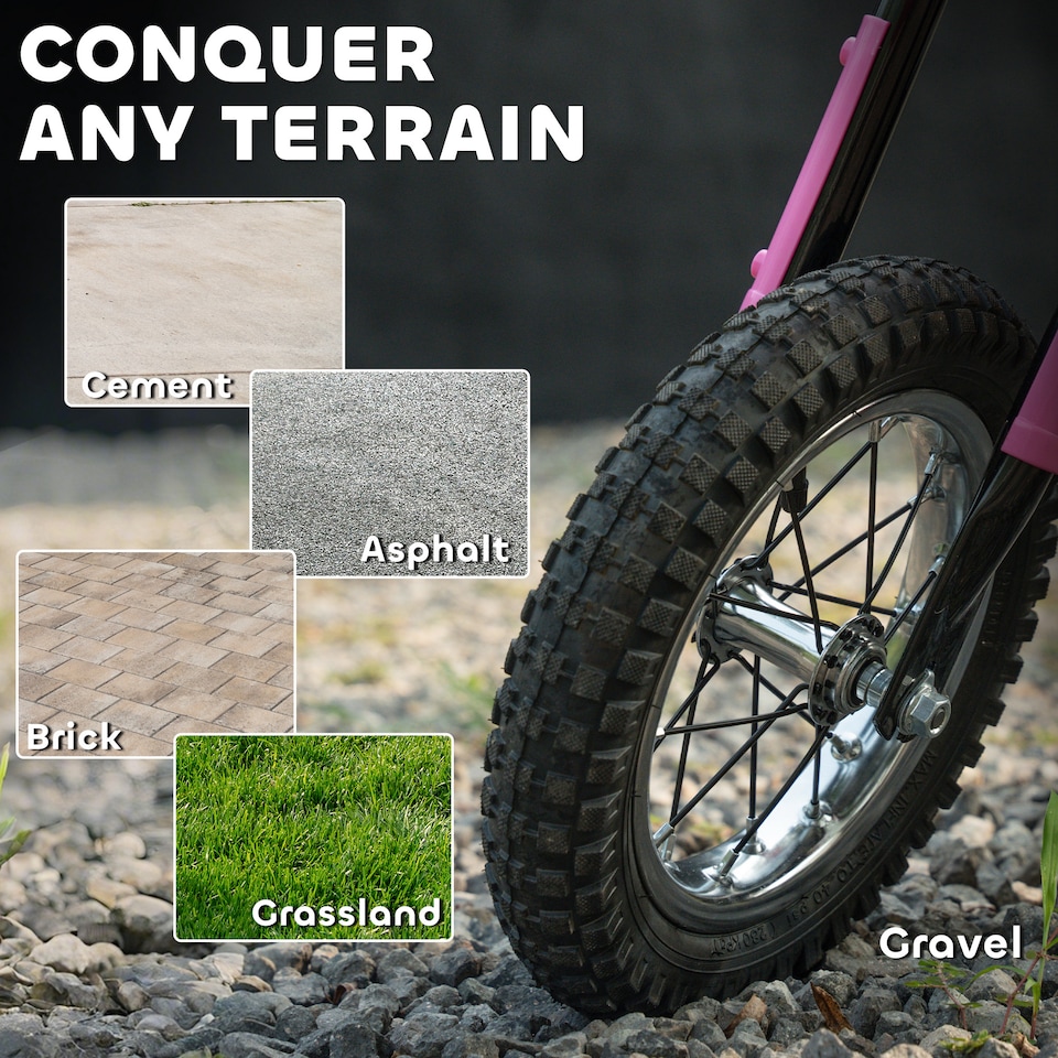 image 1 of AIYAPLAY Kids Electric Motorbike, 24V Battery Powered Dirt Bike with 250W Motor, 6-16km/h, 7AH Batteries, 12" Inflatable Tires and Rear Suspension, Ride On Motorcycle for 8-12 Years Old | Pink