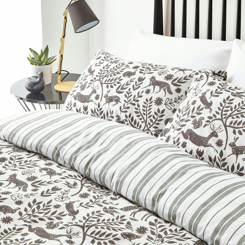 image 1 of furn. Skandi Woodland Brushed Cotton Single Duvet Cover Set