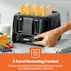 image 4 of GEEPAS 4 Slice Bread Toaster & 1.7L Illuminating Electric Glass Kettle Set, Black