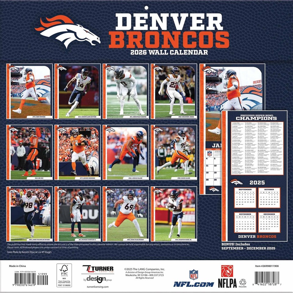 image 1 of Denver Broncos NFL Calendar 2026