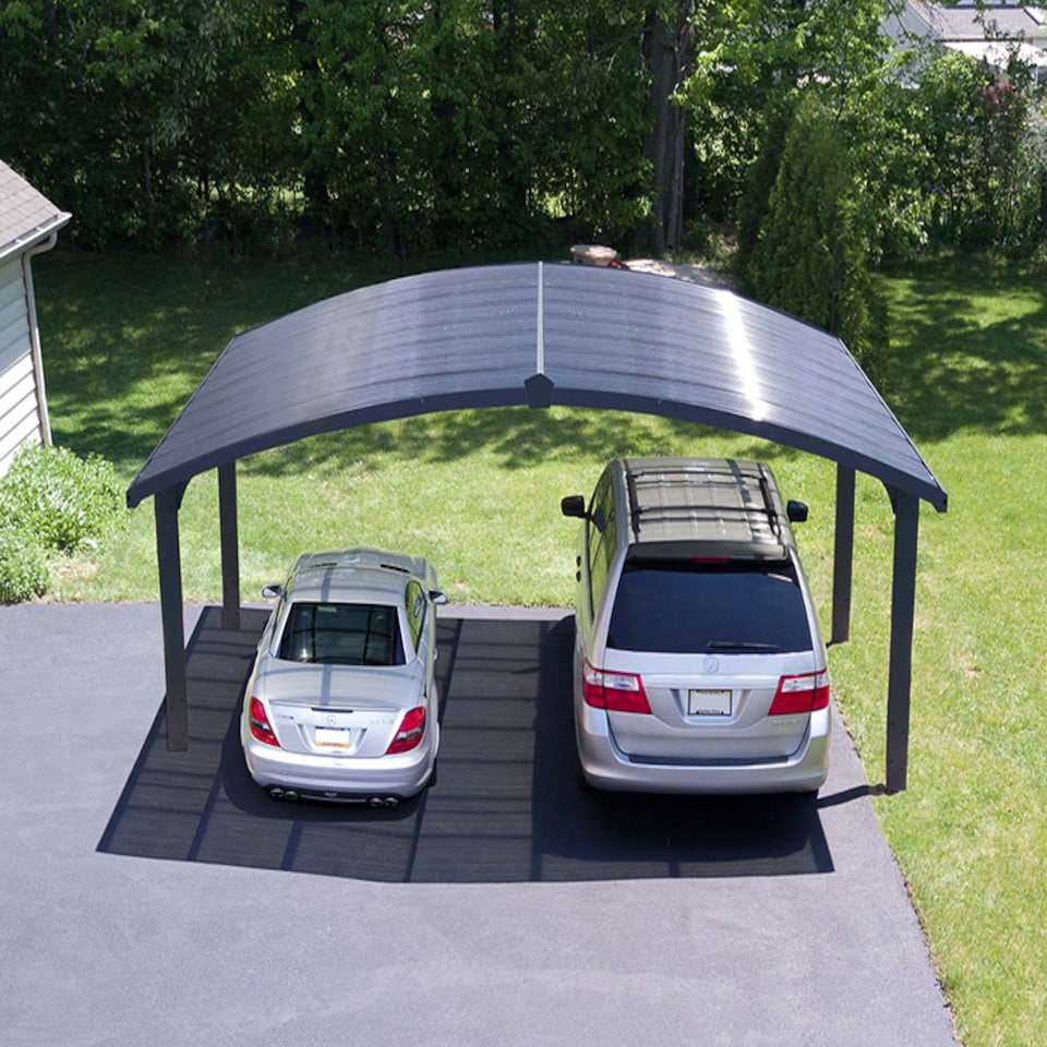 image 1 of Carport Arizona Wave Double Wings and Arch - Polycarbonate - L495 x W578 x H273.5 cm | Grey