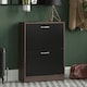 image 2 of Vida Designs 2 Drawer Shoe Cabinet Shoe Rack Storage Cupboard, Walnut & Black