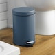 image 6 of Harbour Housewares 2x Bathroom Pedal Bins - 3L - Matt Blue - Round Stainless Steel Slim Rubbish Dustbin Lid and Inner Liner Bucket