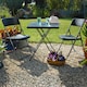 image 2 of Garden Gear Rattan Effect Folding Bistro Set Plastic Wood Effect Table