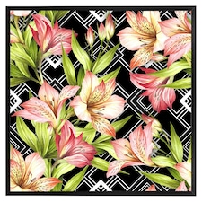 Bright plants on geometric background (Picture Frame) Black | XS