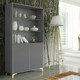 image 7 of Grey Display Cabinet 100cm Ribbed Doors Gold Legs Modern Storage Unit Grey