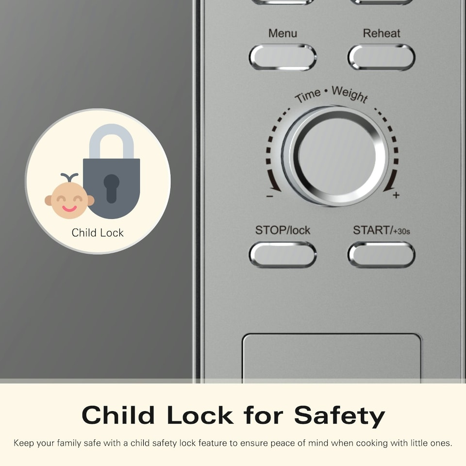 image 1 of Hamilton Beach Microwave, 30L, 950W, Family-Size, Digital Controls, 8 Pre-Set Programs, 5 Power Levels, Large Capacity, Defrost Function, Child Lock, Silver