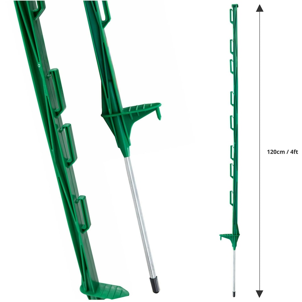 image 1 of True Products Green 4ft/1.2m Heavy Duty Plastic Electric Fence Posts - Temporary Garden Fencing Stakes - Pack of 30 Green