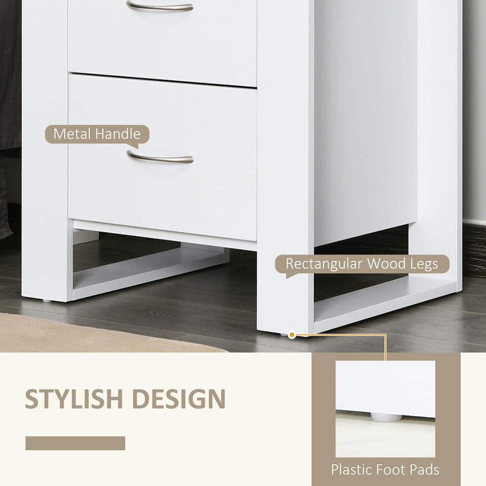 image 1 of HOMCOM 2 Drawer Boxy Bedside Table w/ Handles Elevated Base Oak Brown