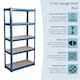 image 5 of Home Vida 5 Tier Large Heavy Duty Adjustable Steel Garage Shelving, Blue - Holds 875kg - (Set of 4) | Blue | Blue | Large