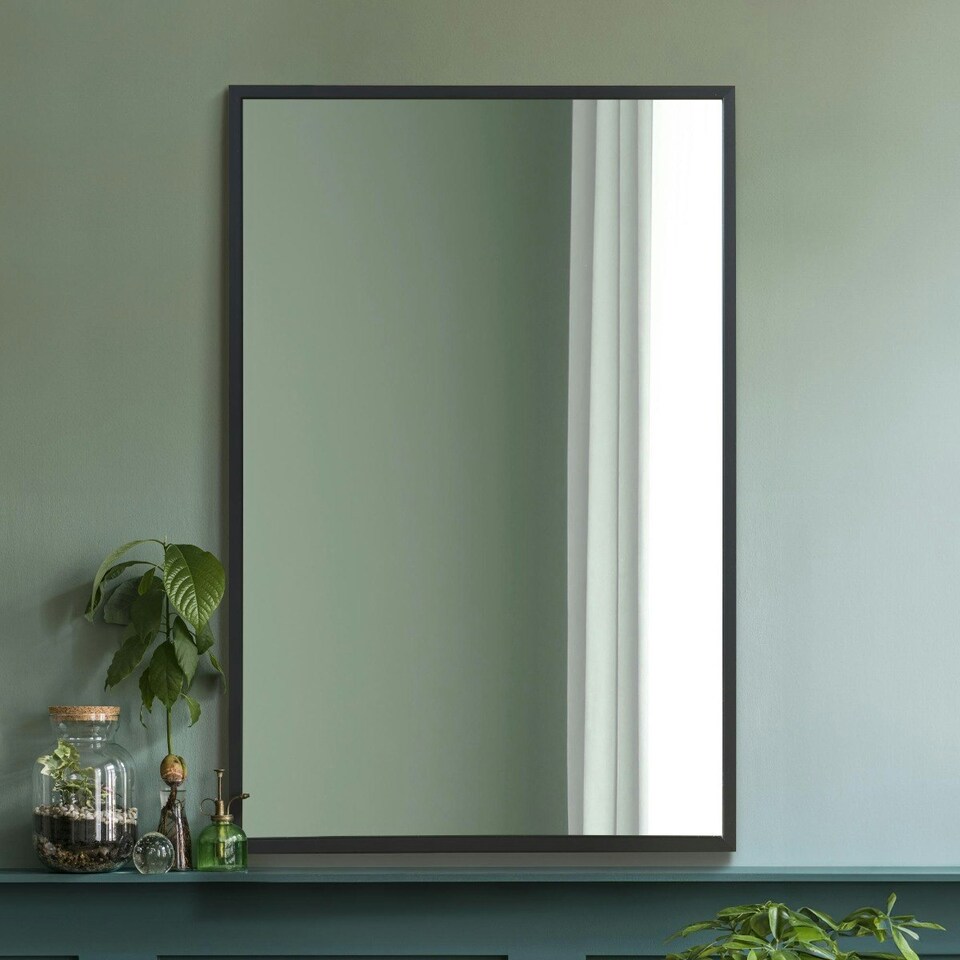 image 1 of The Artus - Black Aluminium Edged Wall Mirror 16" X 24" (40CM X 60CM) Black