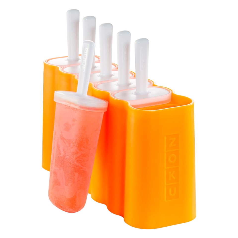 image 1 of Mod Ice Pop Mould - Set with 6 Sticks for Homemade Ice Pops | Orange | Orange