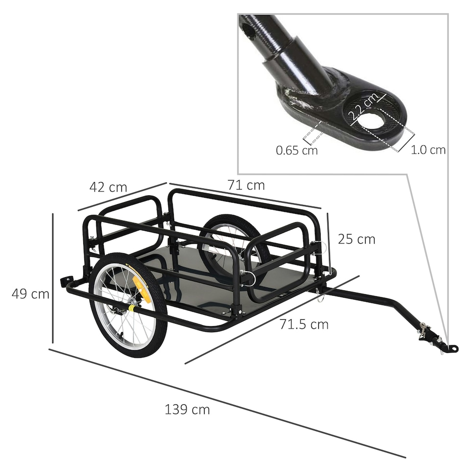 image 1 of HOMCOM Bicycle Cargo Trailer for Shop Luggage Storage Utility w/ Hitch