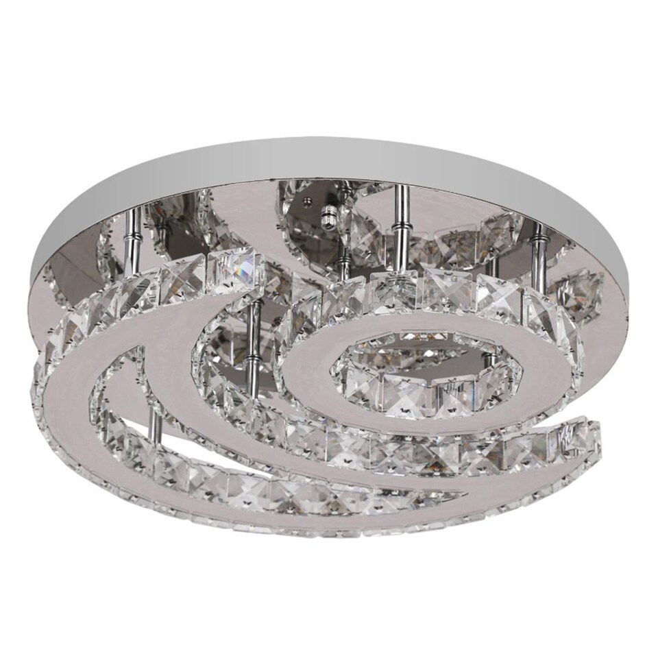 image 1 of Crystal Chandelier LED Silver Ceiling Light Cool White 40cm