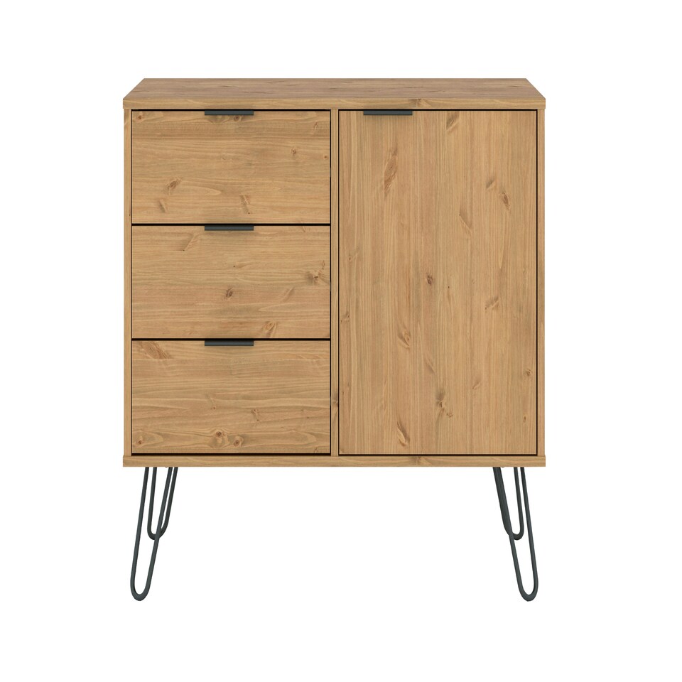image 1 of Augusta Pine, Small Sideboard With 1 Door, 3 Drawers Brown