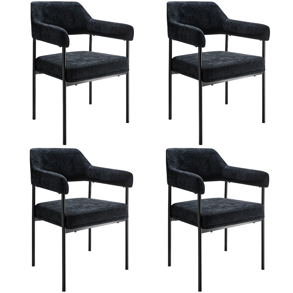 image 1 of Armchair Doe - durable fabric, black powder-coated legs, 120 kg load, 58 x 62 x 85 cm | Black | Woven fabric black/black | 4