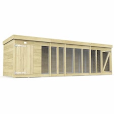 14ft x 4ft Dog Kennel and Run - Wood - L127 x W417 x H127 cm