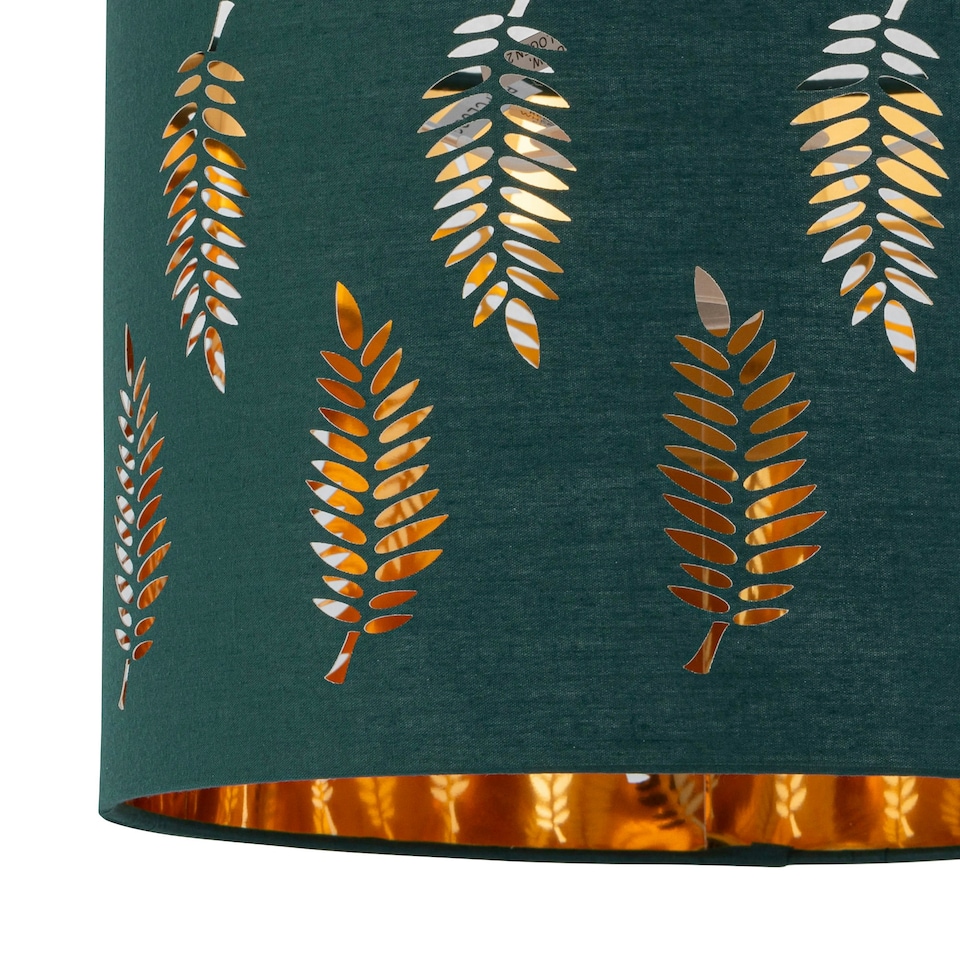 image 1 of Fern - Dark Green Cut Out 25cm Pendant Lightshade Green | Gold