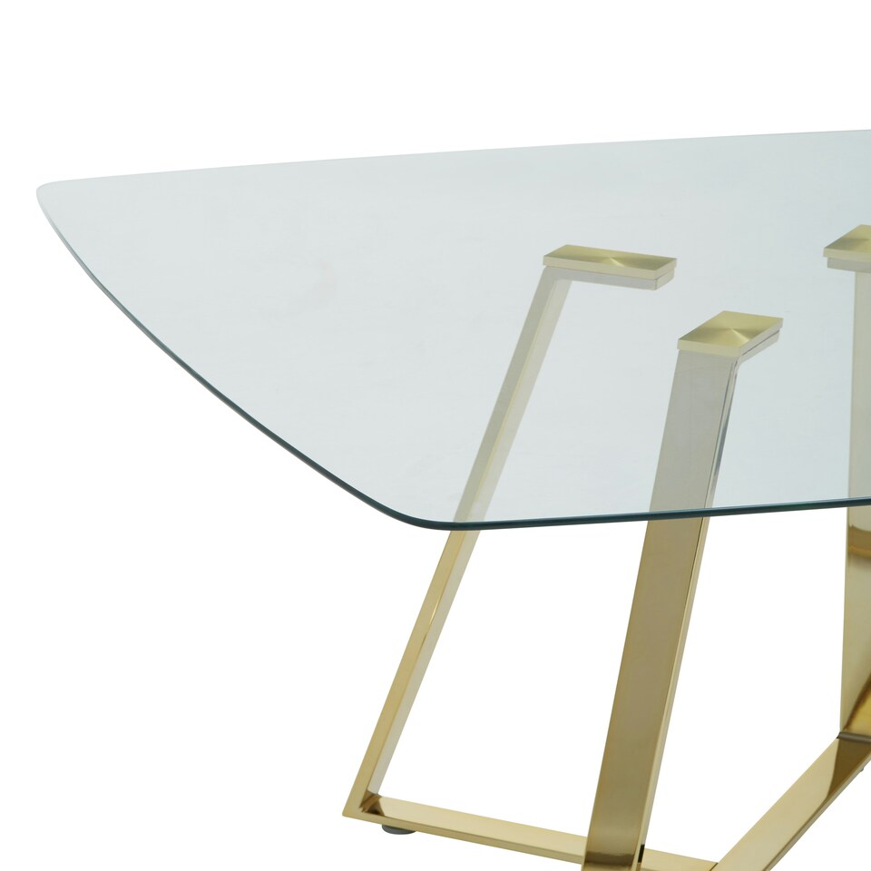 image 1 of Metropolitan Square Gold Finish Dining Table Gold