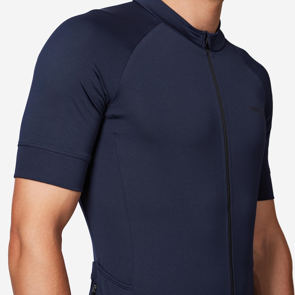 image 1 of Decathlon Men's road biking short-sleeved top - steel blue