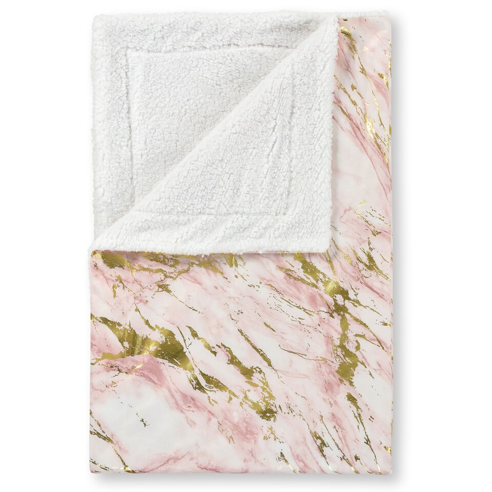 image 1 of Velosso Metallic Marble Sherpa Reverse Throw