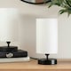 image 3 of ValueLights Francis Black Touch Table Lamps White Shades & Bulbs