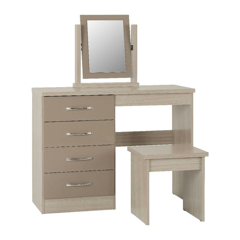image 1 of Nevada 4 Drawer Dressing Table Set Black | Black Wood Grain