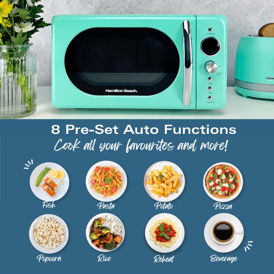 image 1 of Hamilton Beach 20L Retro Mint Microwave