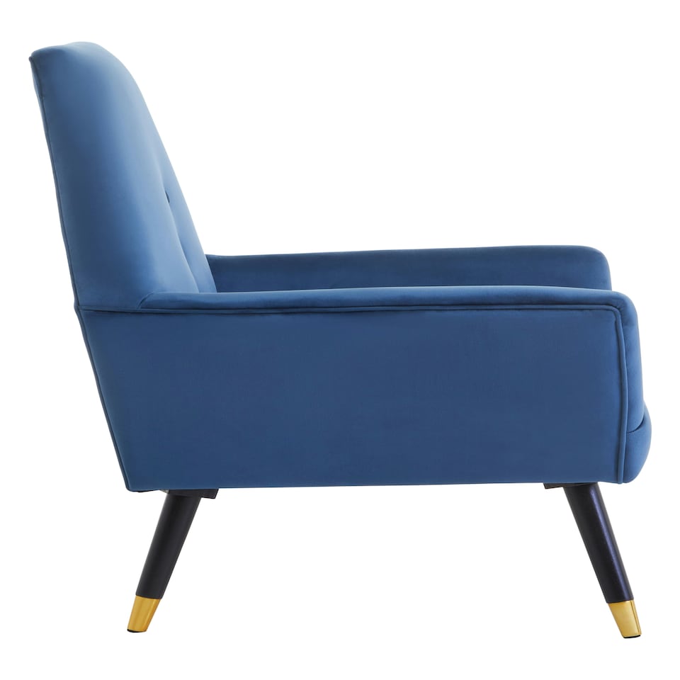 image 1 of Interiors by Premier Midnight Velvet Button Chair, Highback Velvet Buttoned Chair, Long-lasting Velvet Button Dining Chair