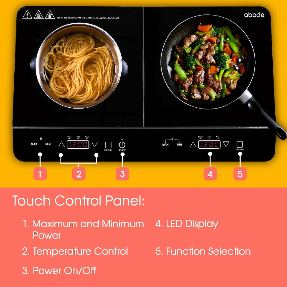 image 1 of Abode Portable Induction Hob Double Digital with Touch Control 2800W AINDH2003