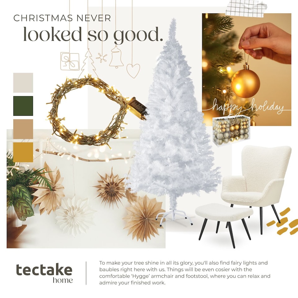 image 1 of Christmas Tree - artificial in white with metal stand | White | white | 6ft | 1