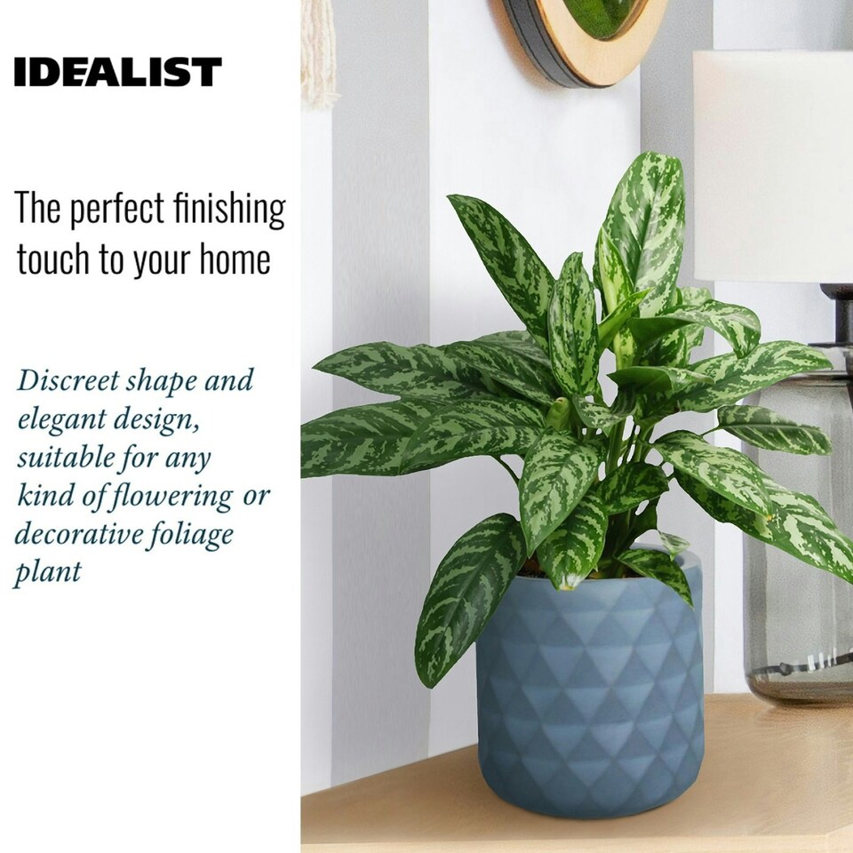 image 1 of Diamond Style Grey Cylinder Round Plant Pot also can be used as Hanging Planter Indoor D17.5 H17.5 cm, 4.2 ltrs Cap.