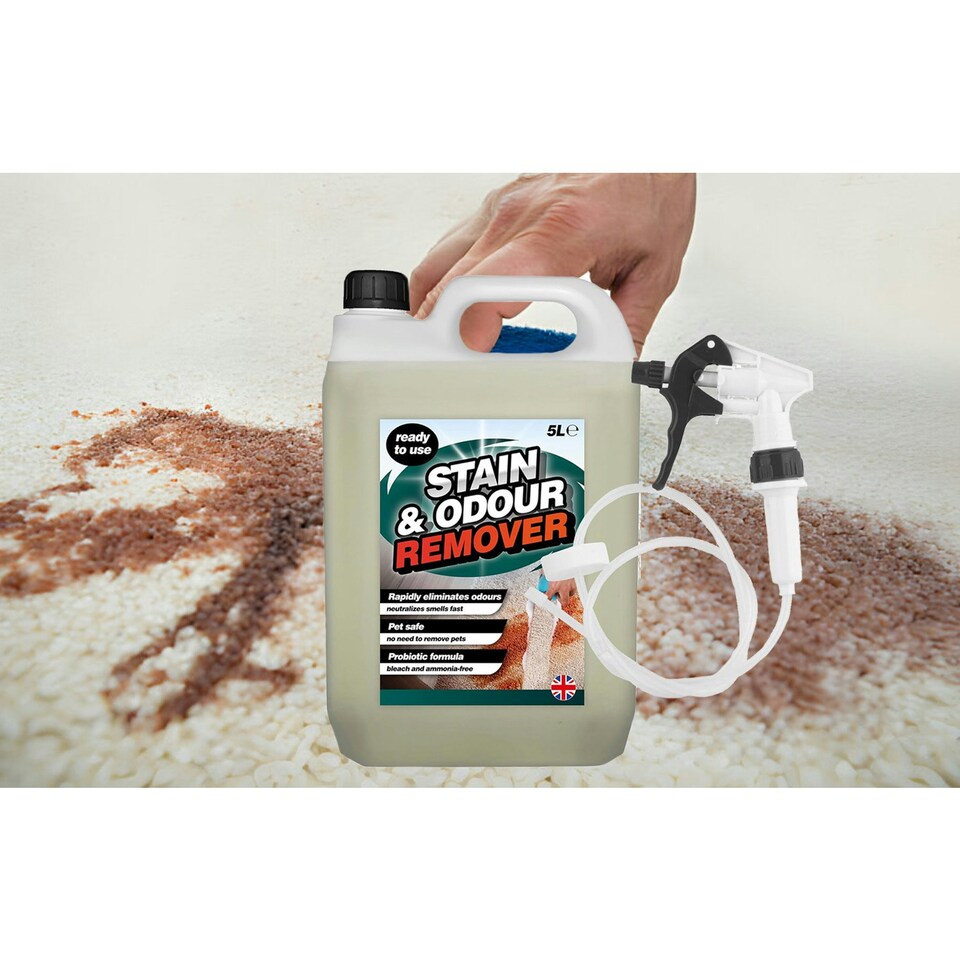 image 1 of 2 x 5L Stain & Odour Remover Eliminates Odours Pet Safe Complete With Long Hose Trigger