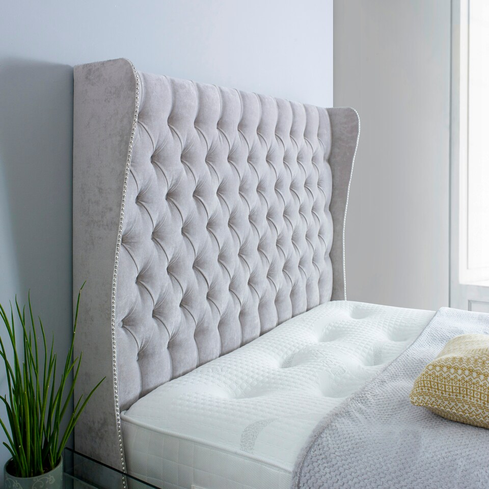 image 1 of Salva Plush Small Double Bed Frame - Silver