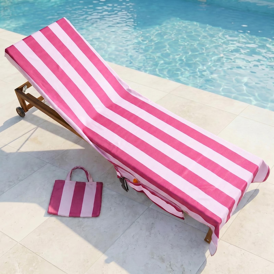 image 1 of OHS Stripes Beach Towel with Bag Quick Dry Absorbent Travel Spa