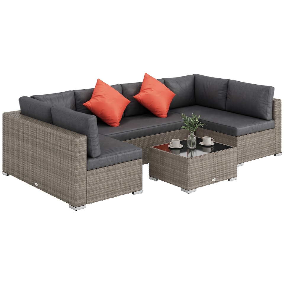 image 1 of Outsunny 4 PCS Patio PE Rattan Wicker Sofa Conservatory Outdoor Furniture Set